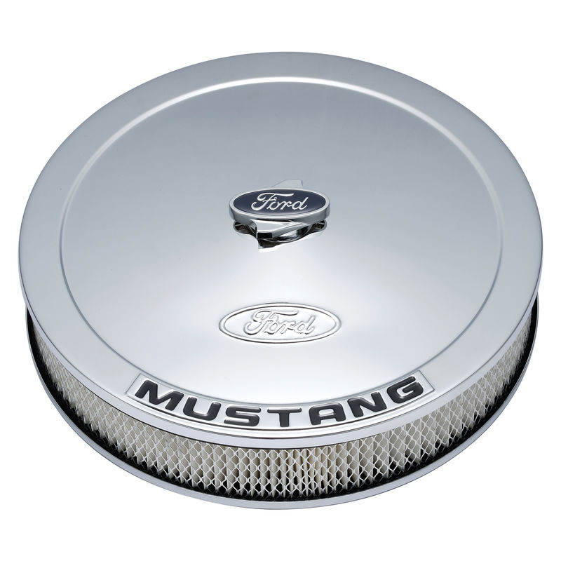 19641985 Mustang Ford Racing Air Cleaner Assembly, Chrome, Raised Ford